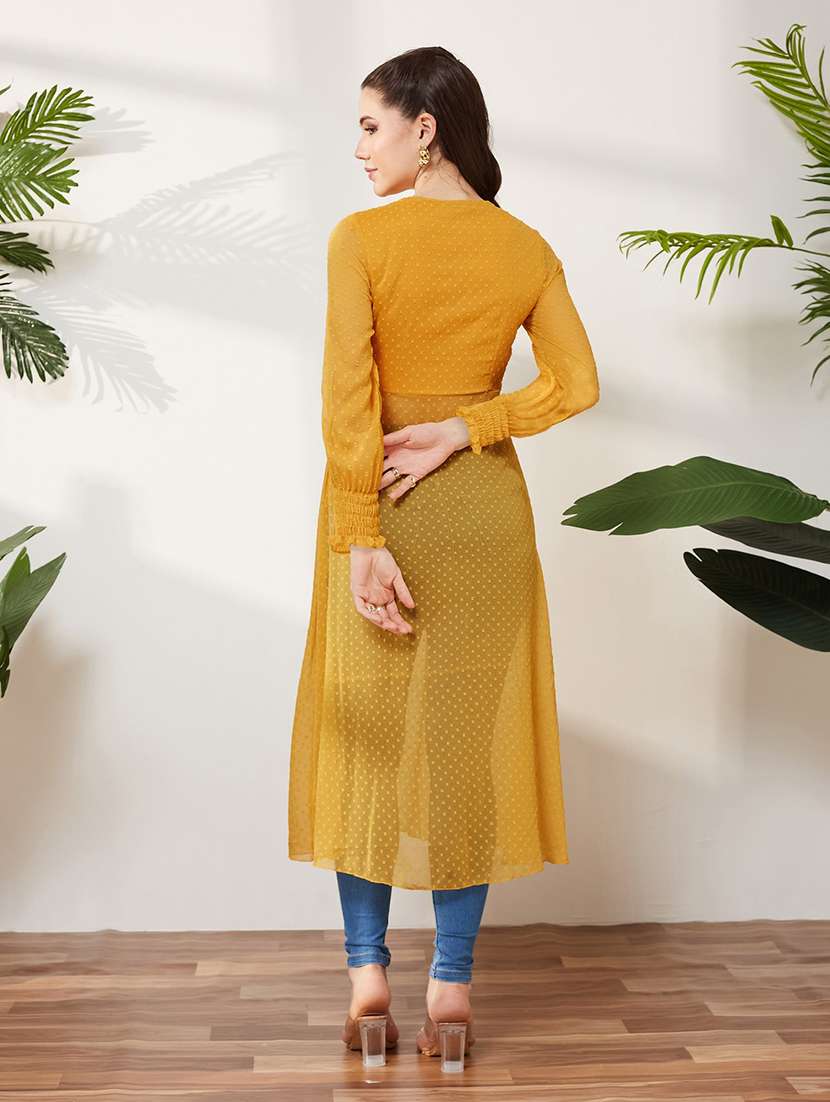 women self design long sleeves regular tunic - 22587927 -  Standard Image - 4