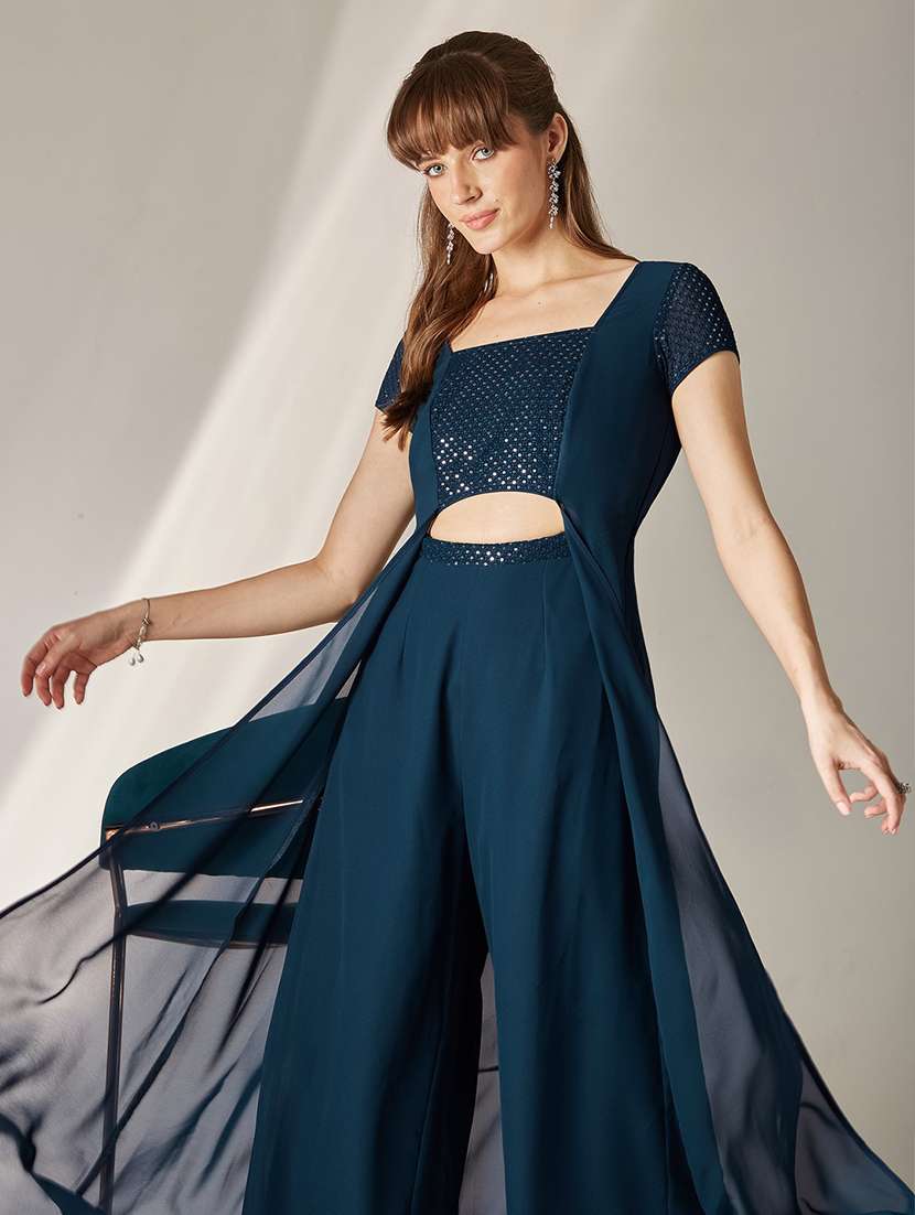 Women Embroidered Short Sleeves Full Leg Jumpuit - 22587928 -  Standard Image - 1