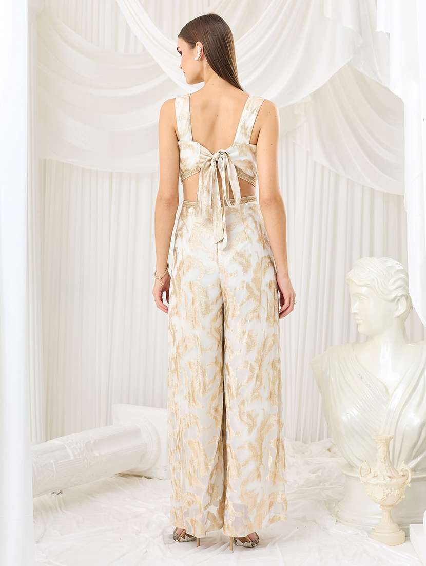 women self design sleeveless full leg jumpsuit - 22587938 -  Standard Image - 4