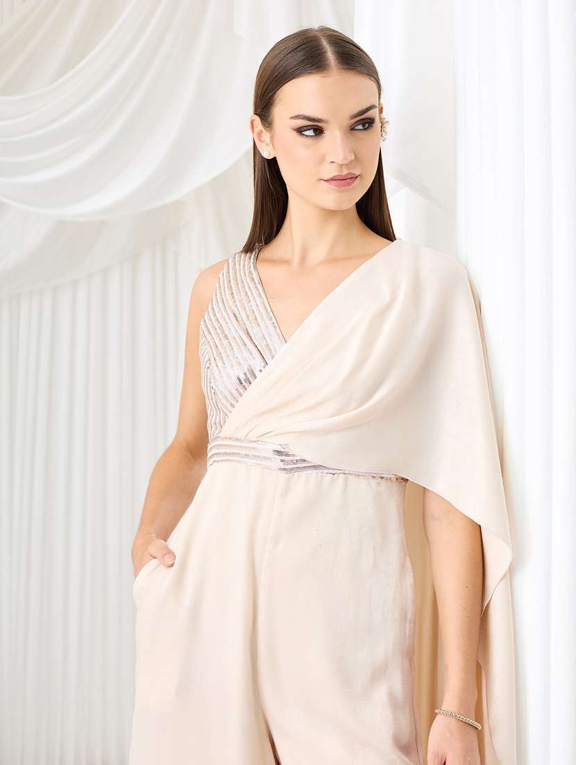 Women Sequined Sleeveless Full Leg Jumpsuit - 22587939 -  Standard Image - 1