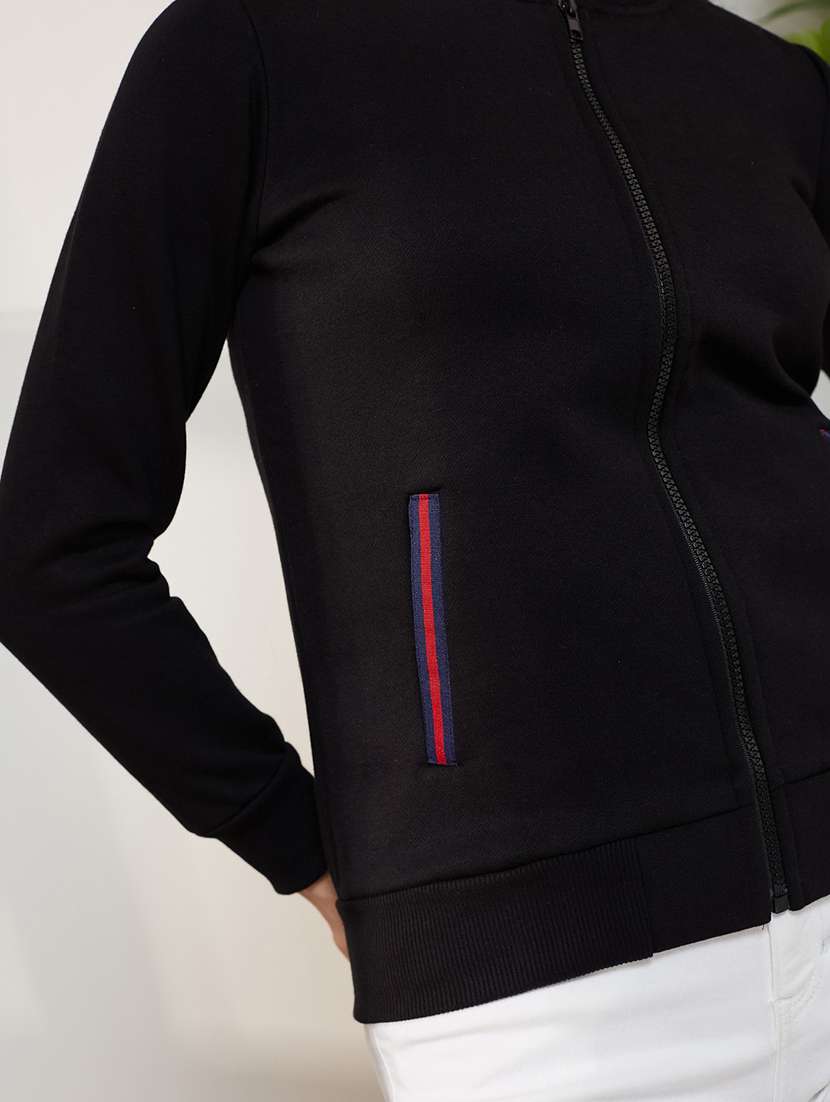 Women Solid Long Sleeves Zipper Sweatshirt - 22587998 -  Standard Image - 1