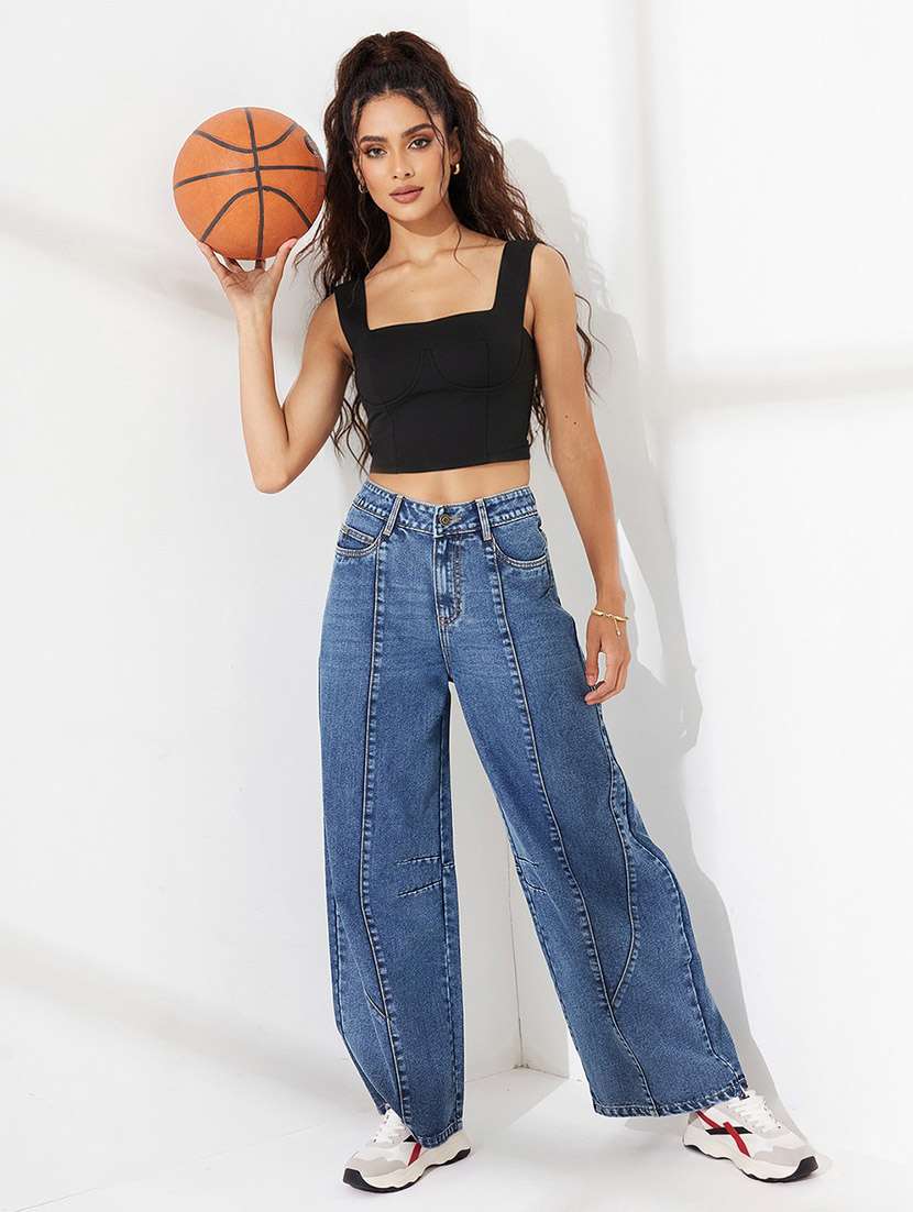 women washed high rise wide leg jeans - 22588003 -  Standard Image - 4