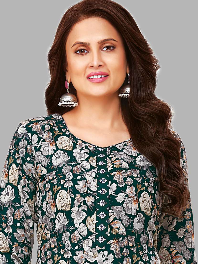 Women Printed Three Quarter Sleeve Kurta Patiala With Dupatta Set - 22588010 -  Standard Image - 1