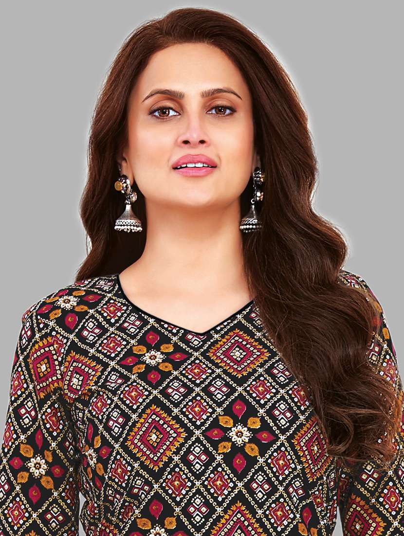 women printed three quarter sleeve kurta patiala with dupatta set - 22588018 -  Standard Image - 1
