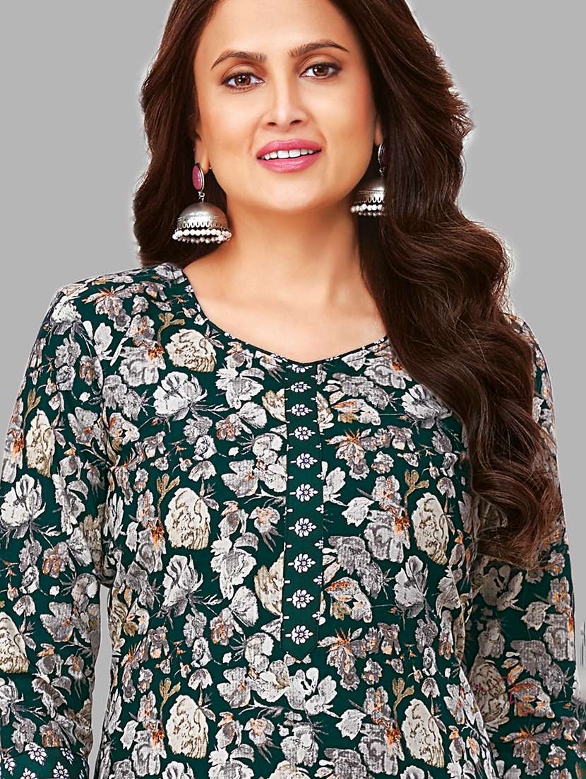 Women Printed Three Quarter Sleeves Kurta Patiala With Dupatta Set - 22588025 -  Standard Image - 1