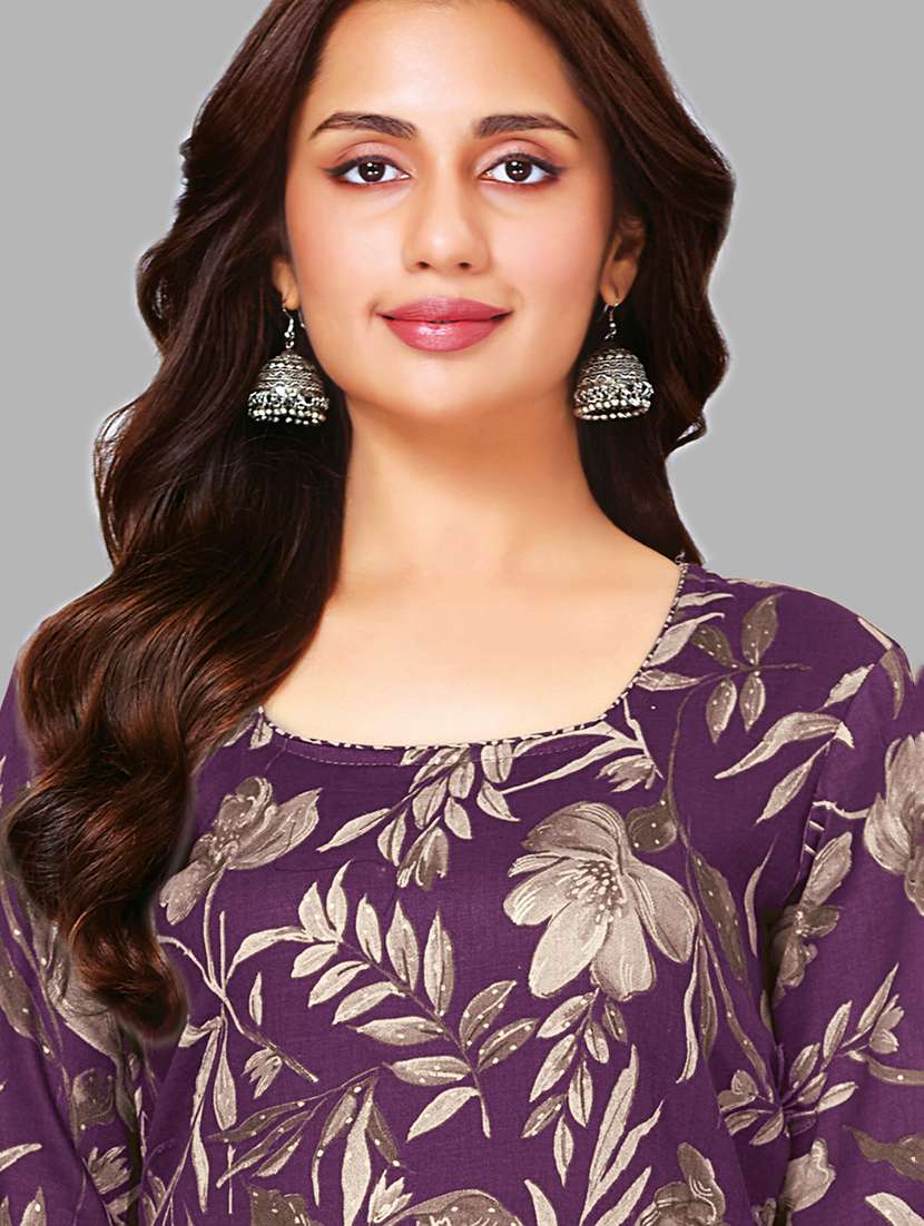 Women Printed Three Quarter Sleeves Kurta Patiala With Dupatta Set - 22588026 -  Standard Image - 1