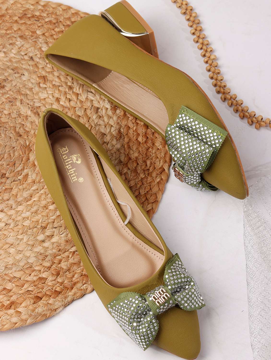 women embellished slip on pump