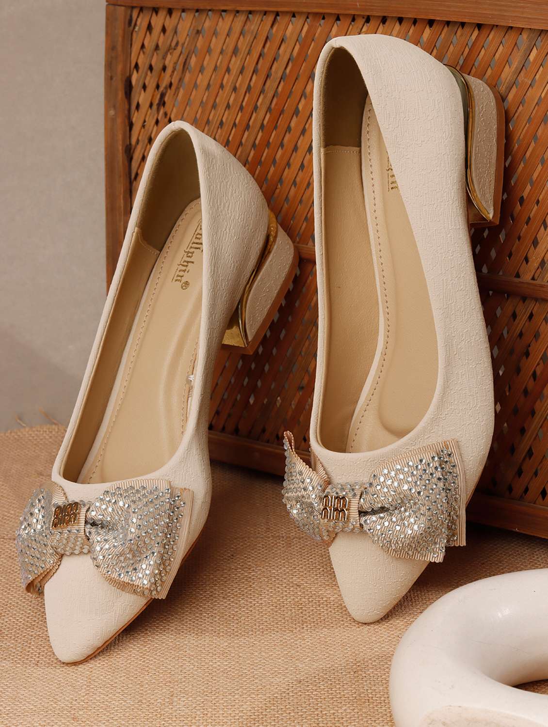 women embellished slip on pump