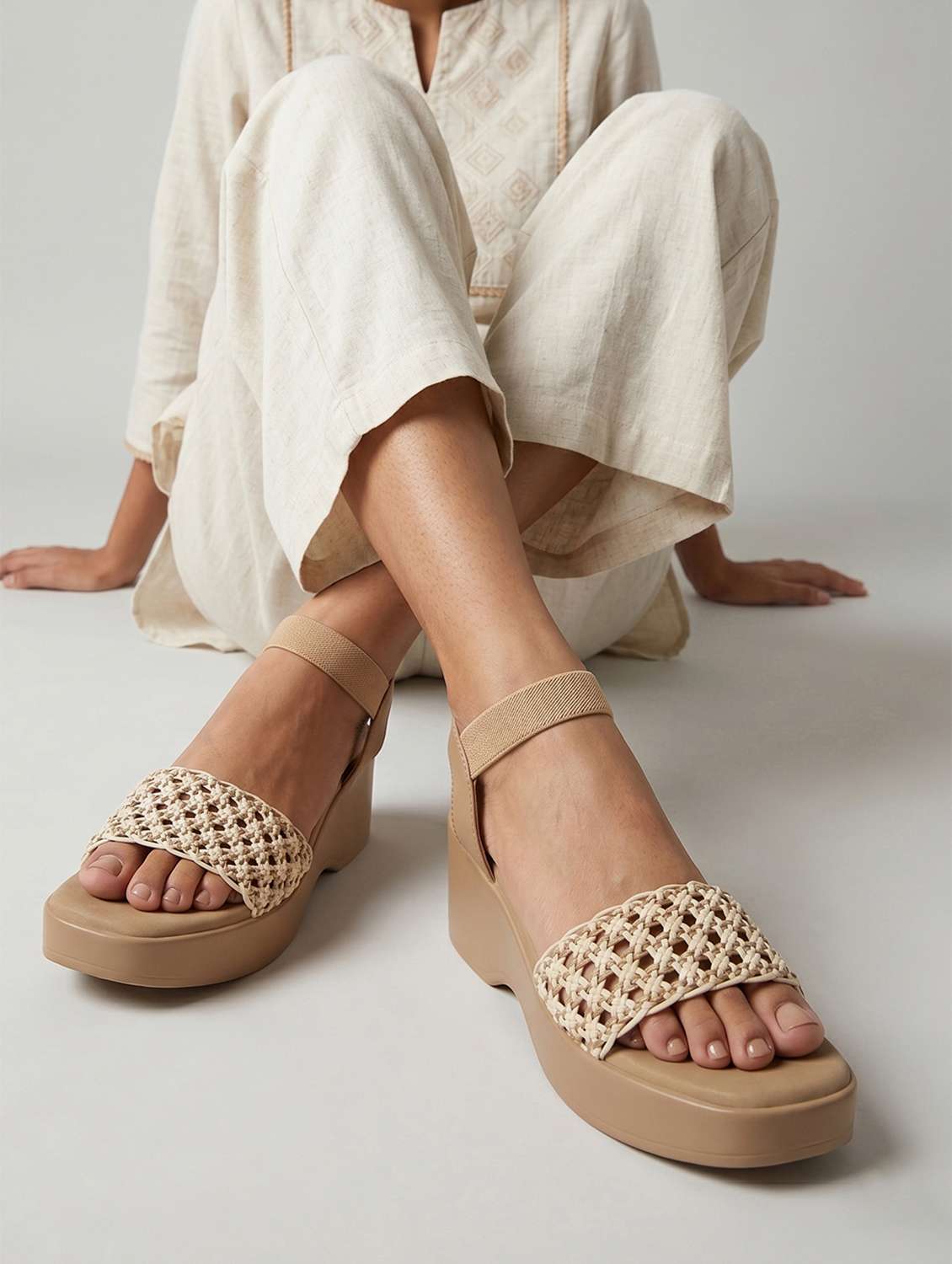 women textured ankle strap wedges - 22588051 -  Standard Image - 4