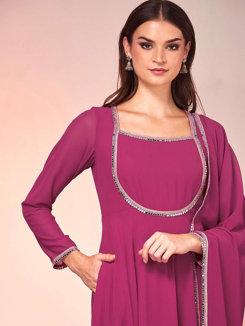 women solid long sleeves kurta dupatta set - 22588113 -  Standard Image - 1