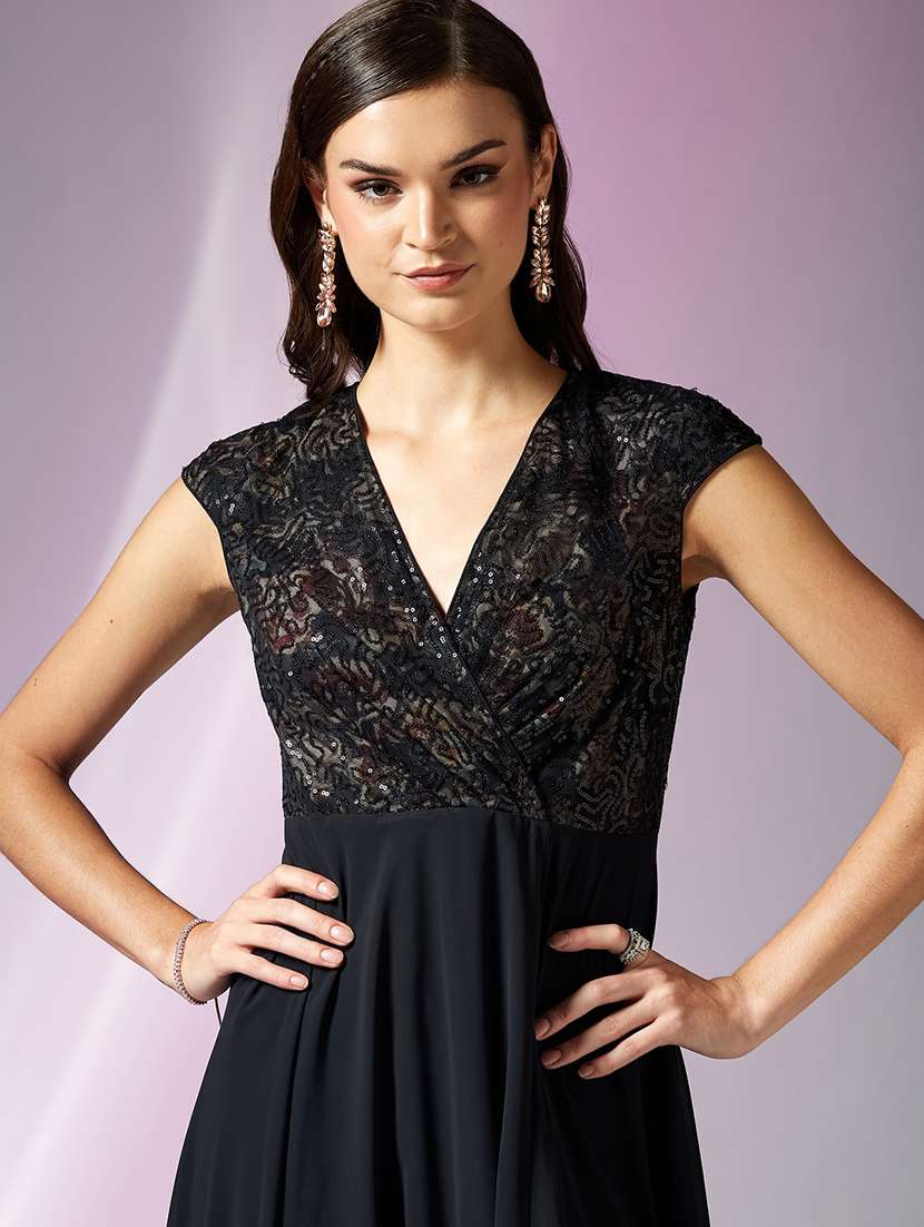women embroidered cap sleeves fit and flare dress - 22588119 -  Standard Image - 1