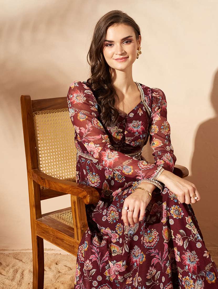 Women Printed Long Sleeves Fit And Flare Dress - 22588130 -  Standard Image - 1