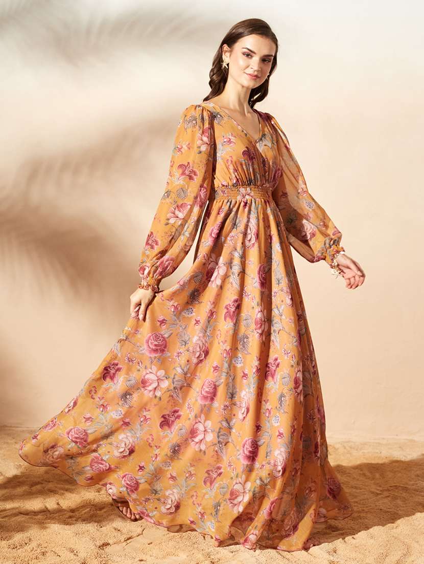 women printed long sleeves fit and flare dress - 22588142 -  Standard Image - 4