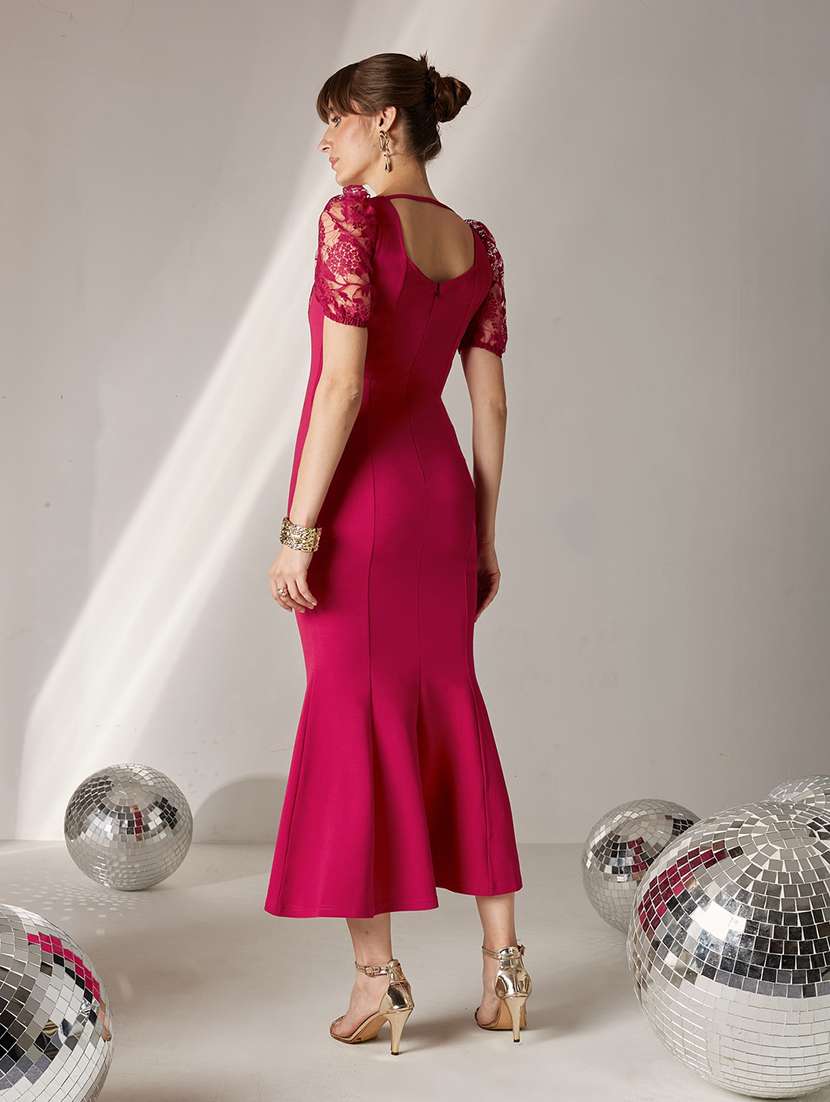 Women Self Design Puff Sleeves Sheath Dress - 22588147 -  Standard Image - 4