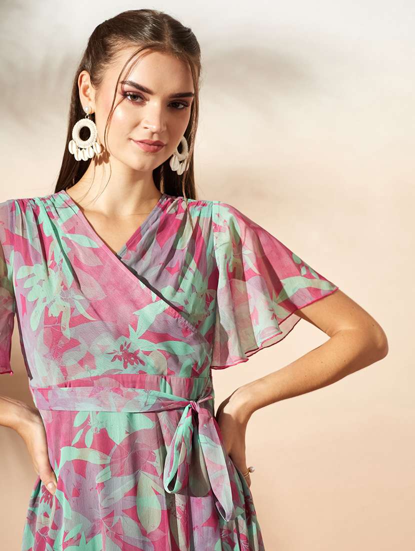 Women Printed Flared Sleeves Tiered Dress - 22588148 -  Standard Image - 1