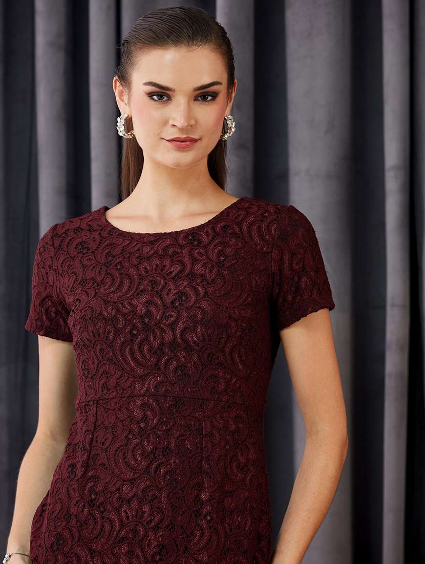 women self design short sleeves sheath dress - 22588150 -  Standard Image - 1