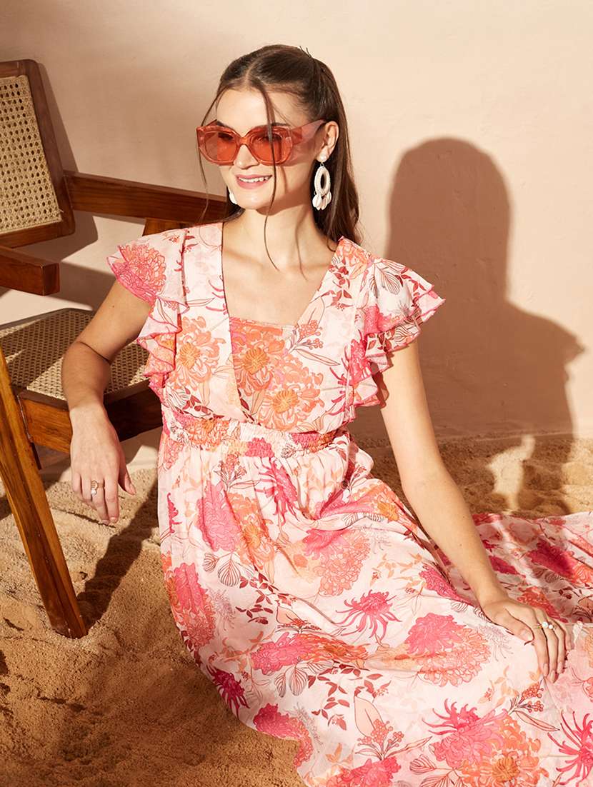 Women Printed Flared Sleeves Tiered Dress - 22588152 -  Standard Image - 1