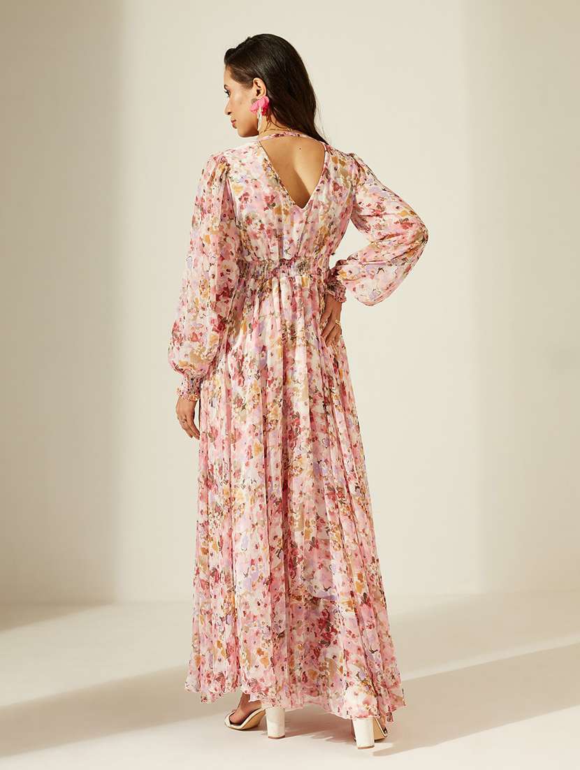 Women Printed Bishop Sleeves Fit And Flare Dress - 22588157 -  Standard Image - 4