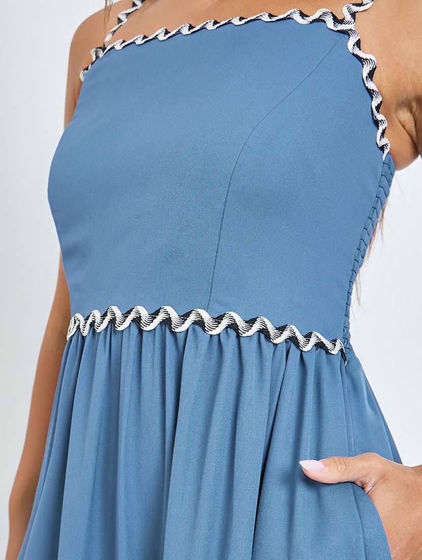 Women Solid With Work Shoulder Strap Tiered Dress - 22588159 -  Standard Image - 4