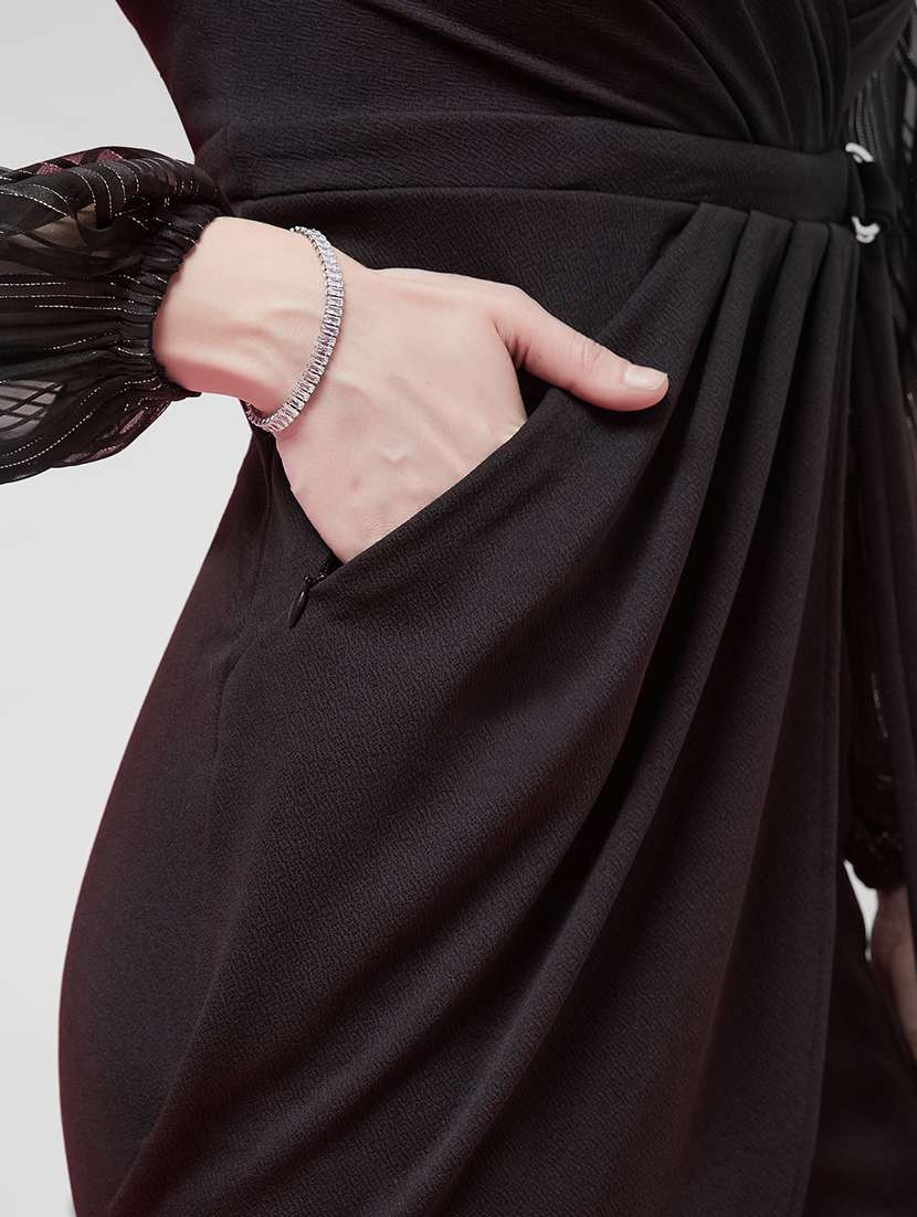 women self design long sleeves sheath dress - 22588166 -  Standard Image - 1