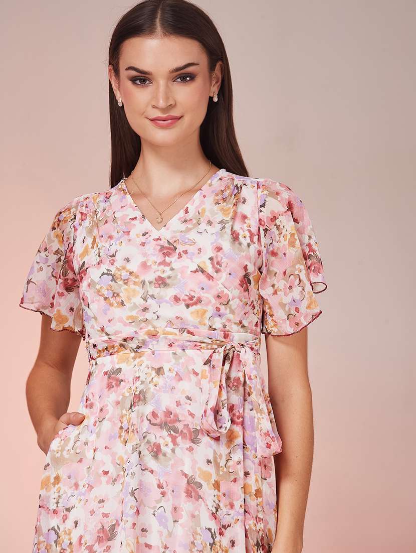 Women Printed Flared Sleeves Tiered Dress - 22588168 -  Standard Image - 1