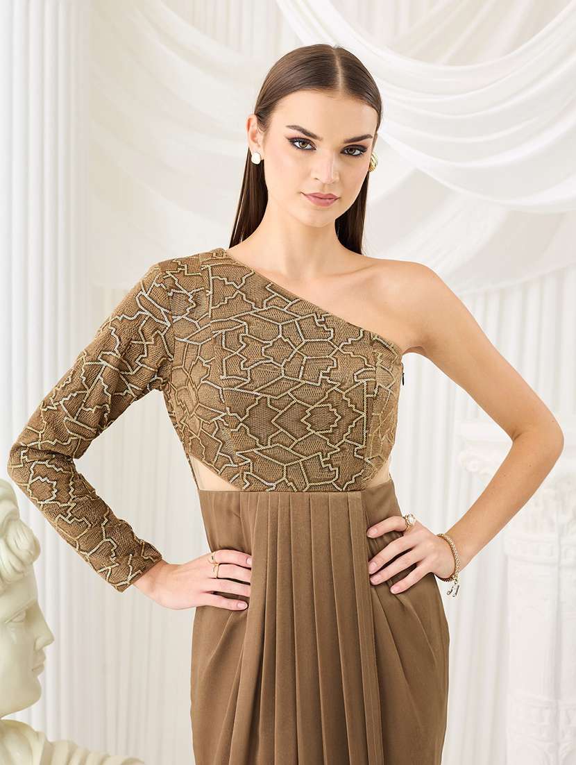 women self design one shoulder sheath dress - 22588169 -  Standard Image - 1