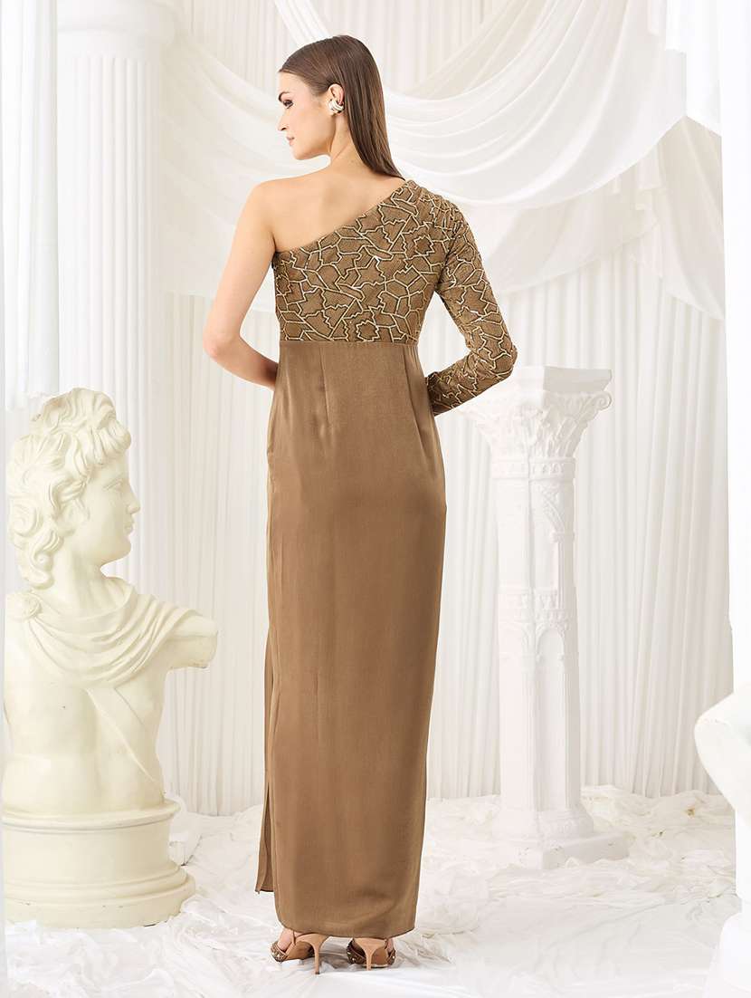 women self design one shoulder sheath dress - 22588169 -  Standard Image - 4