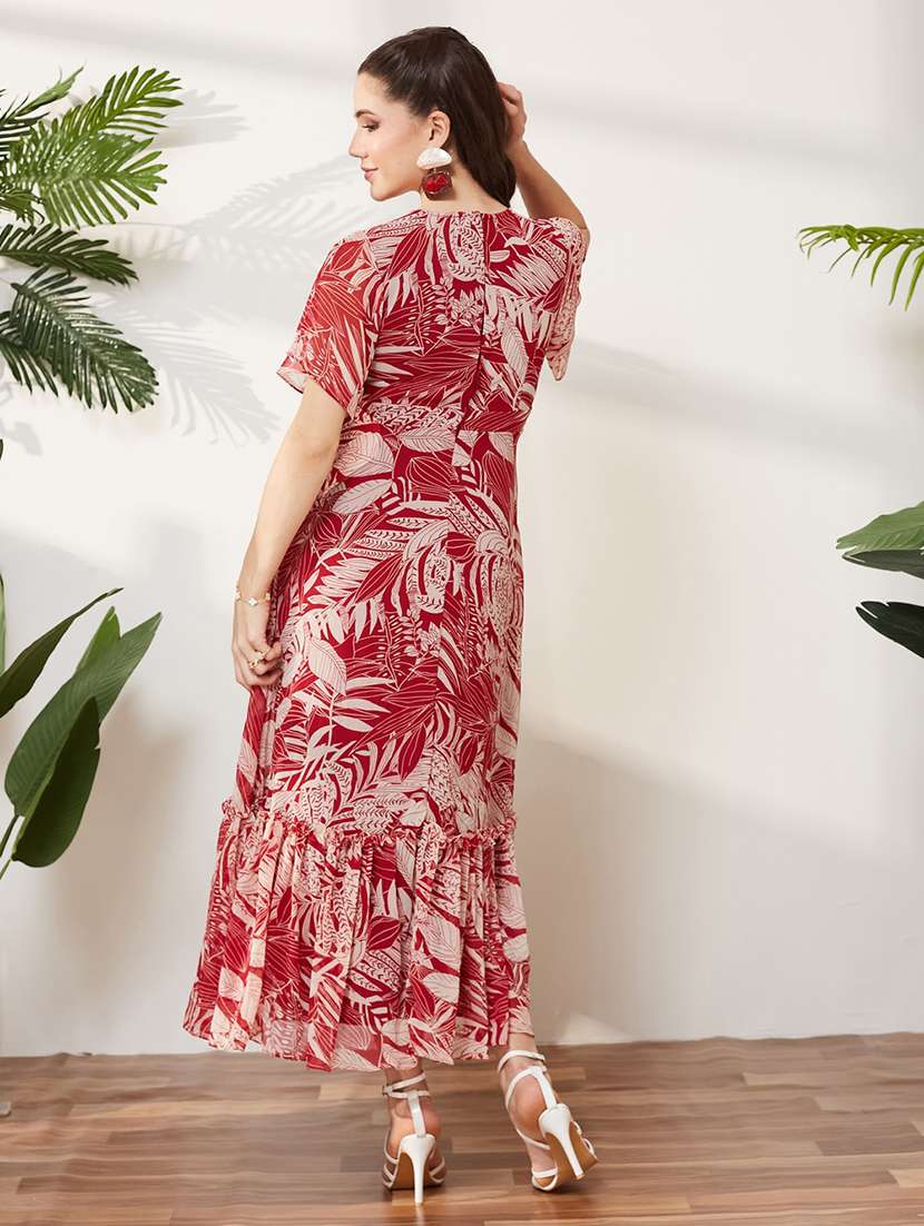 Women Printed Flared Sleeves Tiered Dress - 22588209 -  Standard Image - 4