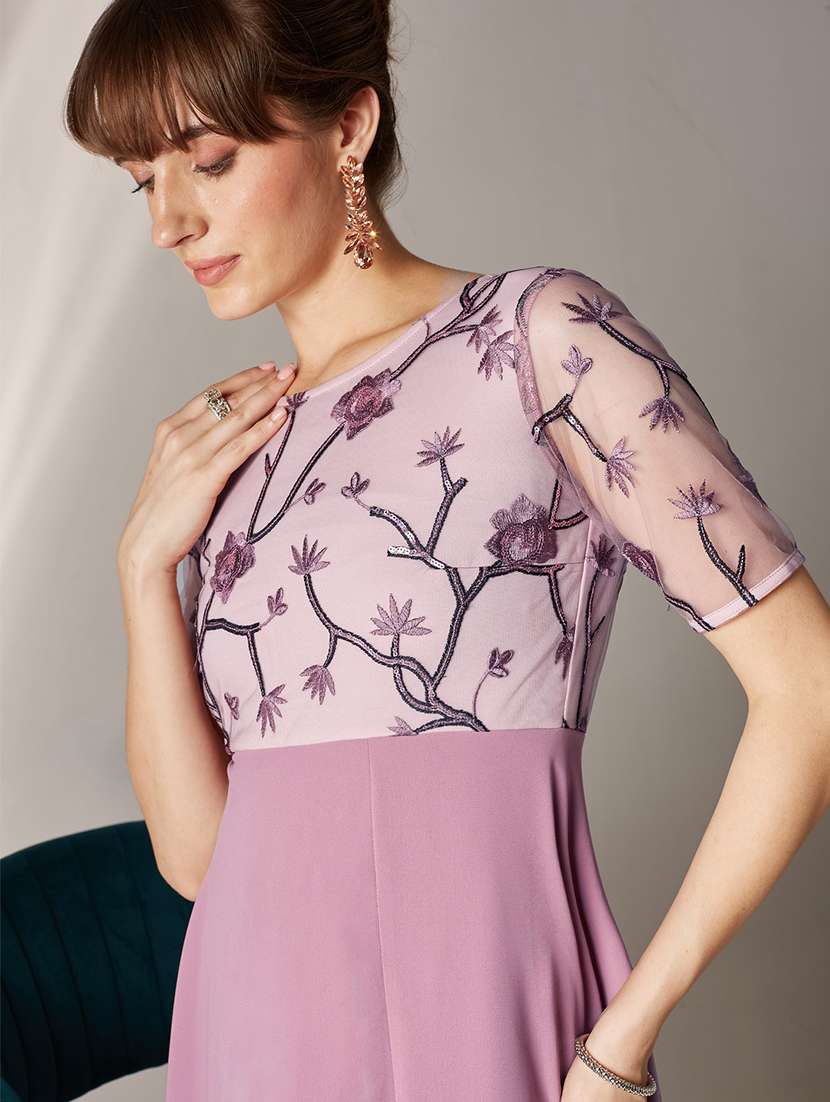 Women Embroidered Short Sleeves Fit And Flare Gown - 22588212 -  Standard Image - 1