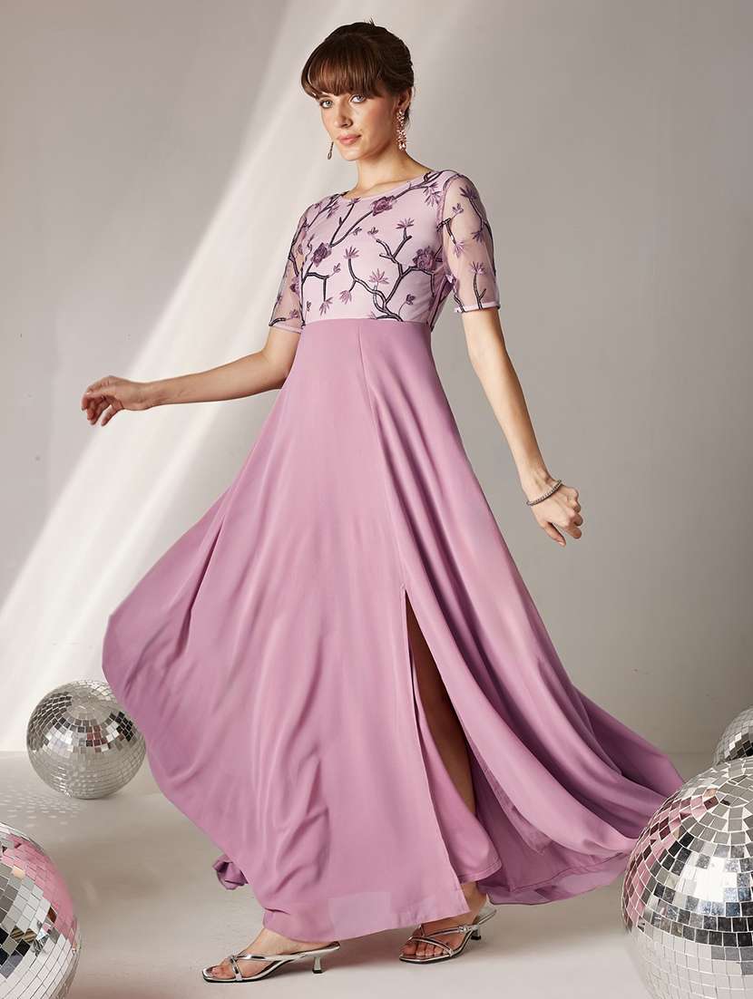Women Embroidered Short Sleeves Fit And Flare Gown - 22588212 -  Standard Image - 4