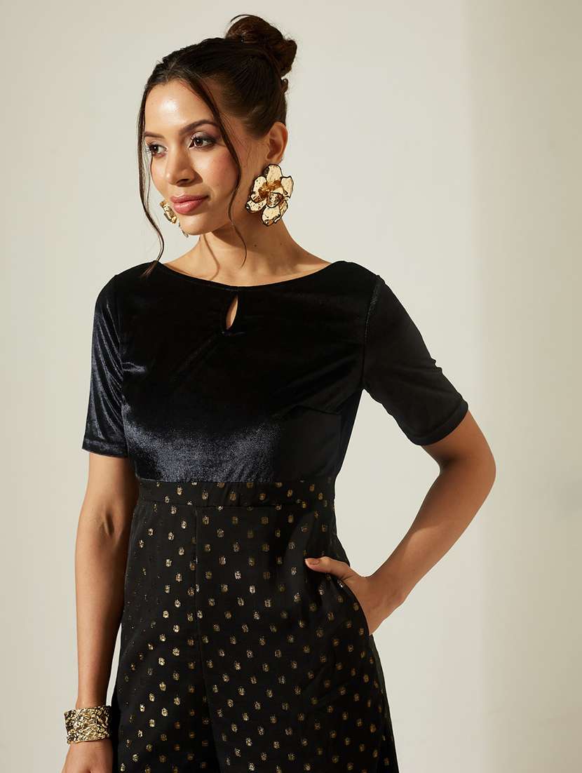 women self design short sleeves full leg jumpsuit - 22588225 -  Standard Image - 1