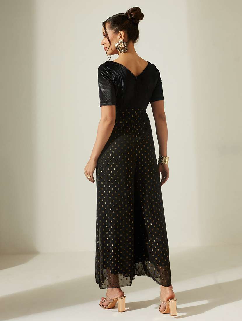 women self design short sleeves full leg jumpsuit - 22588225 -  Standard Image - 4