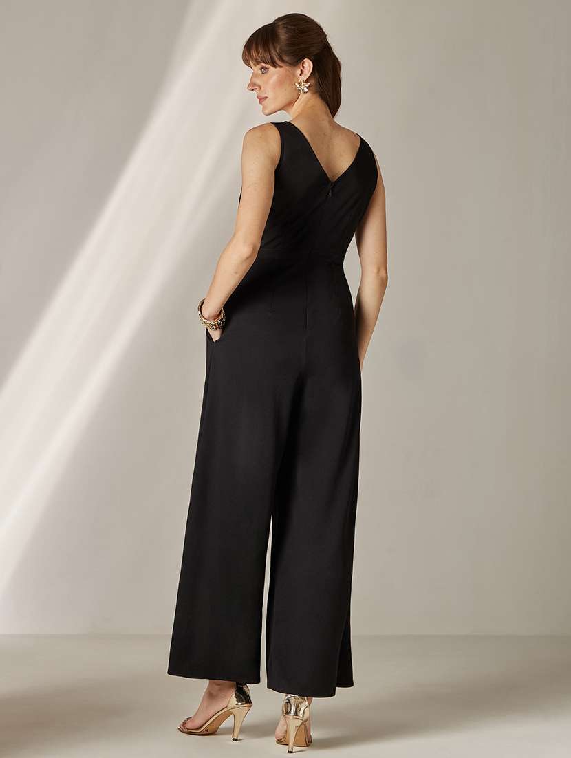 Women Self Design Sleeveless Full Leg Jumpsuit - 22588238 -  Standard Image - 4