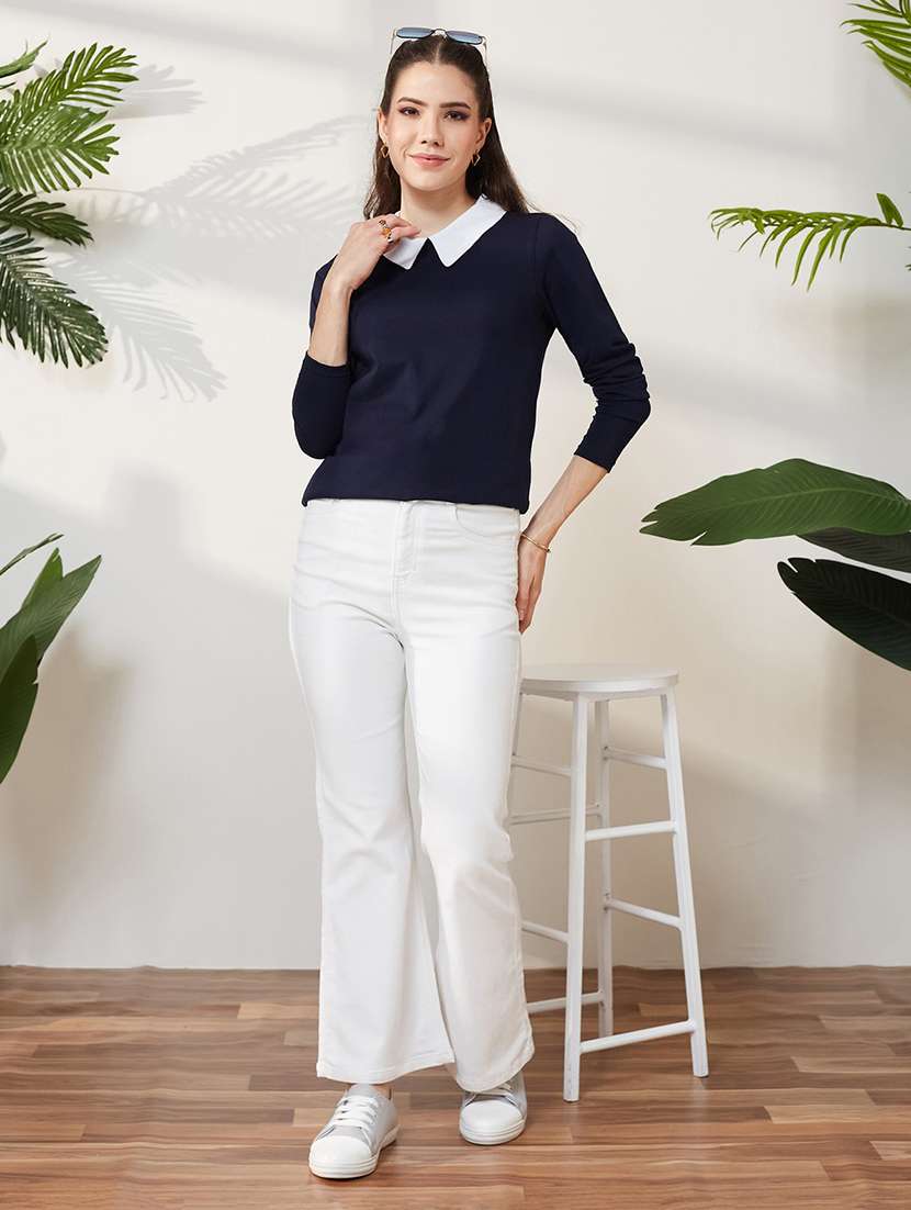 women solid long sleeves regular top - 22588252 -  Standard Image - 4