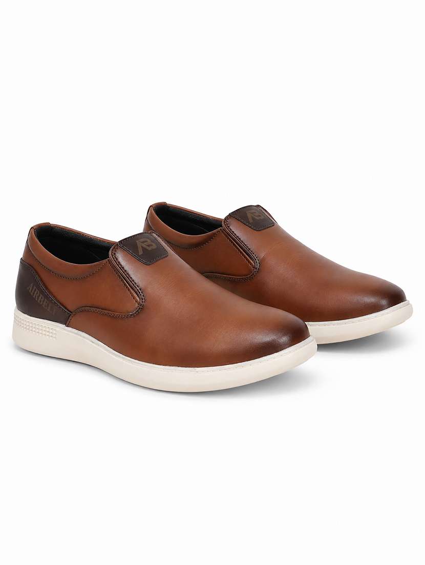 men brown slip on caual shoes - 22588282 -  Standard Image - 1