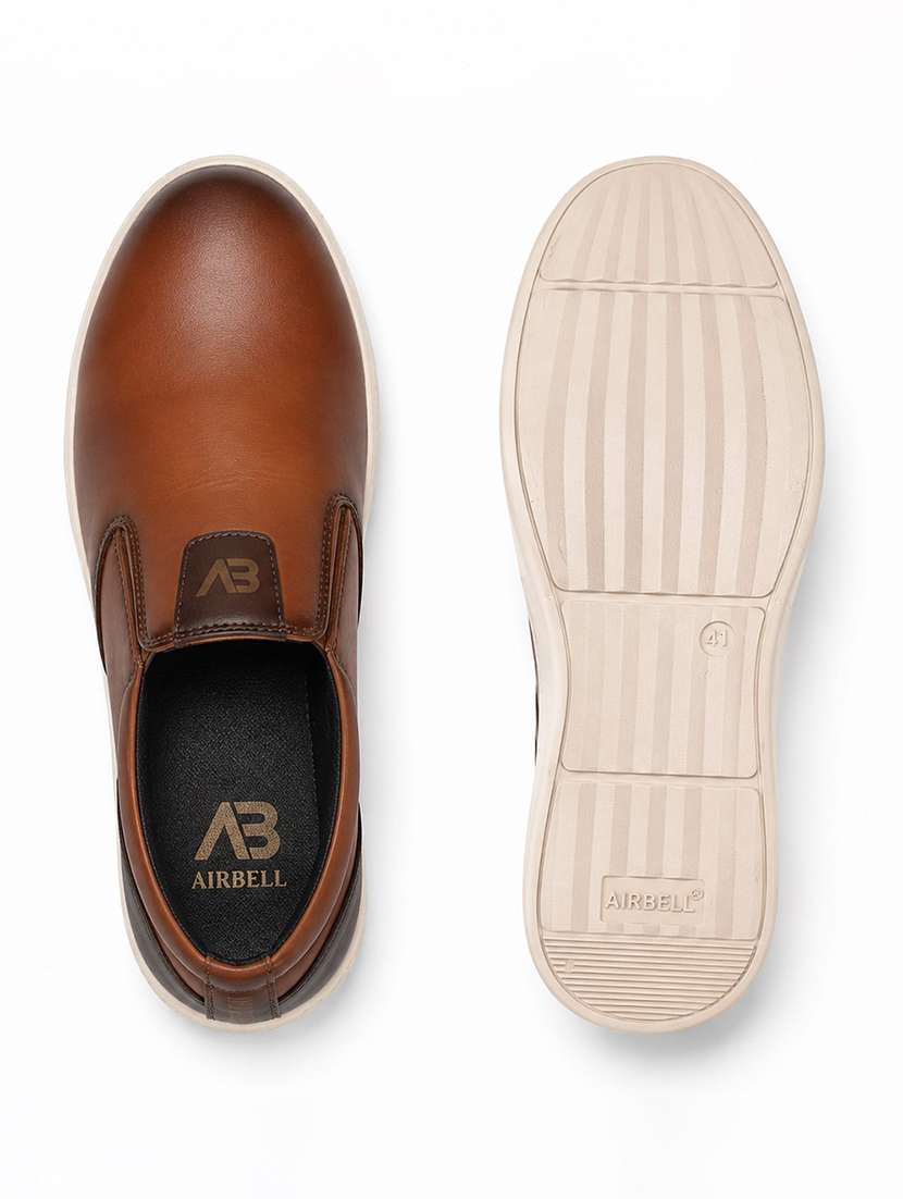 men brown slip on caual shoes - 22588282 -  Standard Image - 4