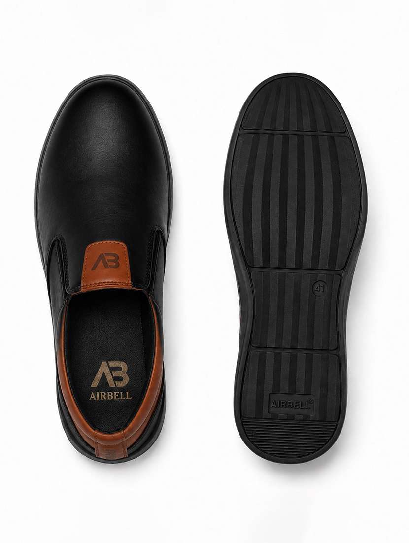 men brown slip on caual shoes - 22588283 -  Standard Image - 4
