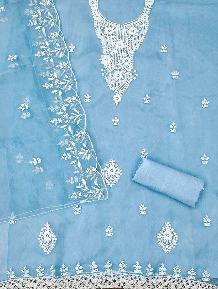 women solid with work unstitched suit set - 22588324 -  Standard Image - 4
