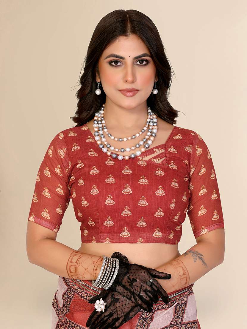 Women Printed Casual Wear Saree With Blouse - 22588434 -  Standard Image - 4