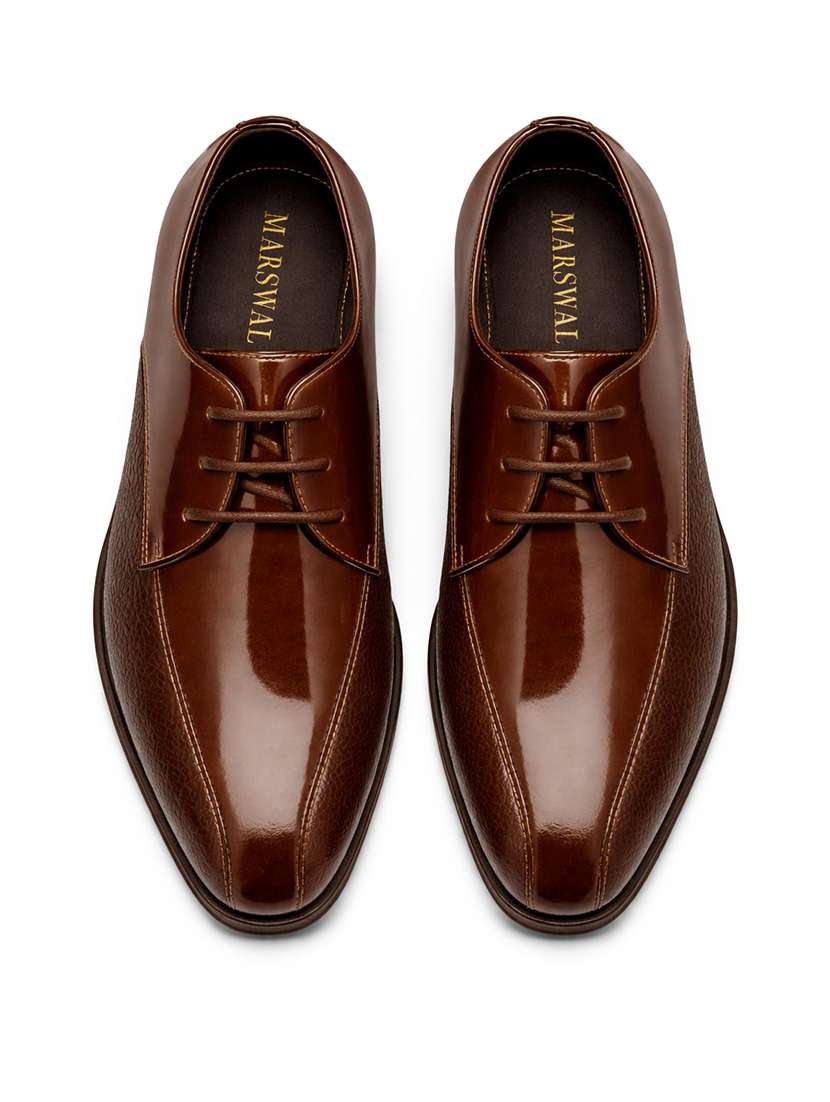 Men Textured Lace Up Derby Shoes - 22588440 -  Standard Image - 4