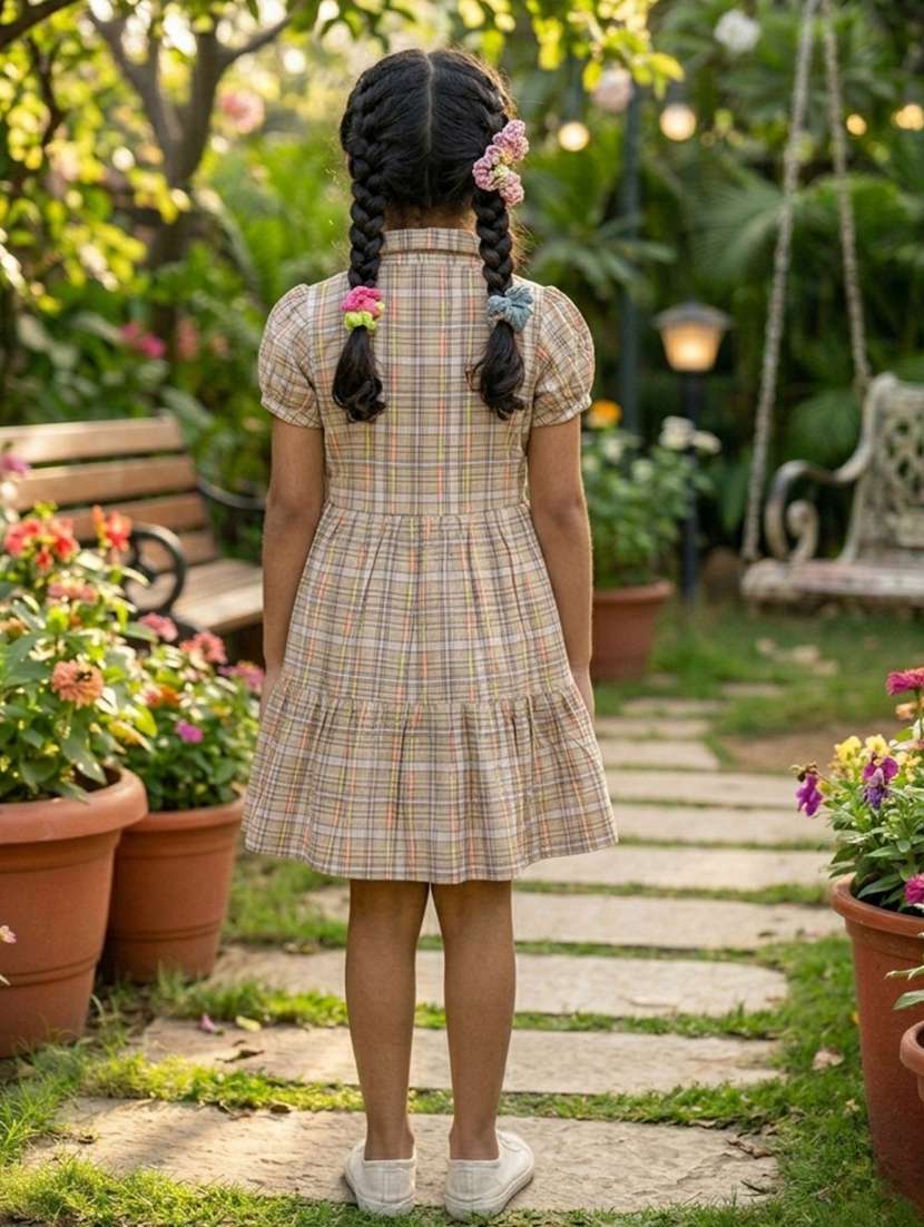 girls printed puff sleeves knee length frock - 22588460 -  Standard Image - 1