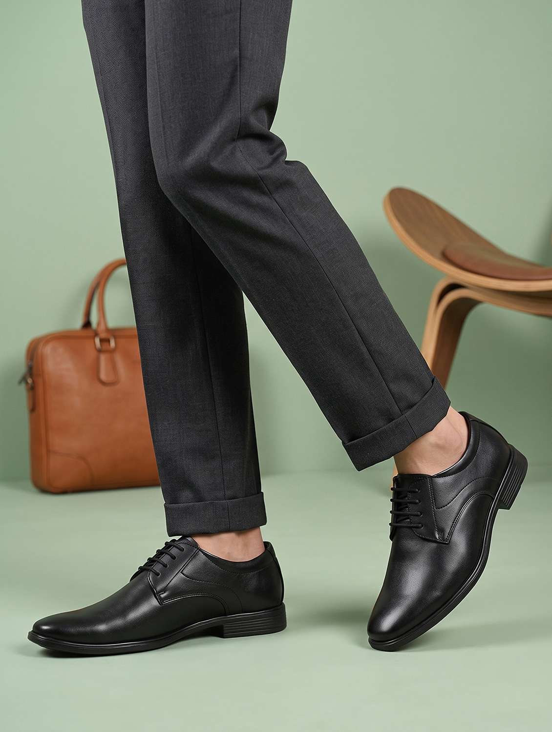 Men Black Lace-up Derby - 22588485 -  Standard Image - 4