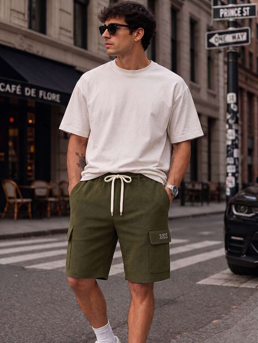 men textured mid rise relaxed fit cargo shorts - 22588515 -  Standard Image - 1