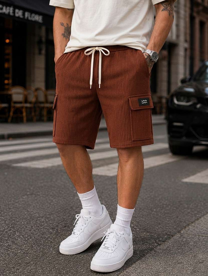 men textured mid rise relaxed fit cargo shorts - 22588517 -  Standard Image - 1