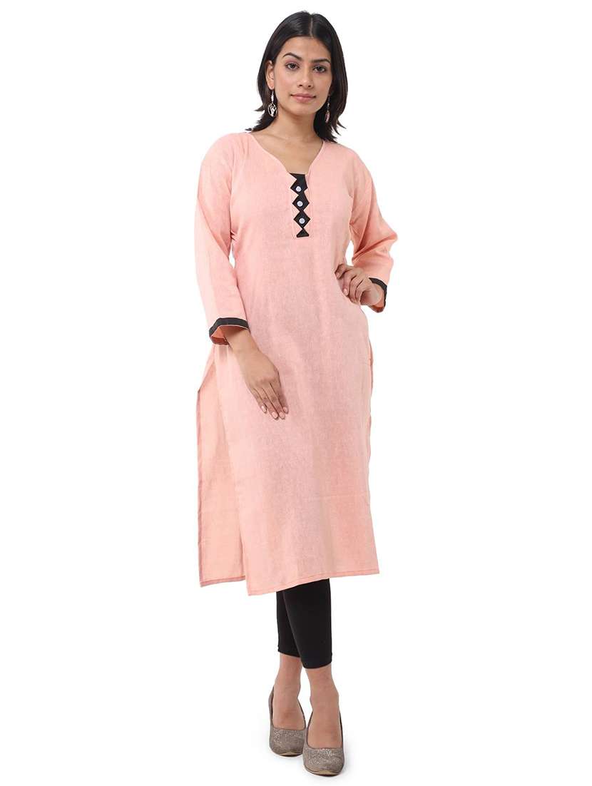 Women Pack Of 2 Solid Three Quarter Sleeves Straight Kurta - 22588532 -  Standard Image - 1