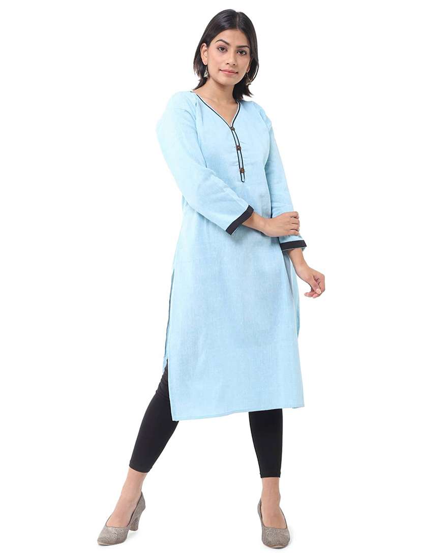 Women Pack Of 2 Three Quarter Sleeve Straight Kurta - 22588555 -  Standard Image - 4
