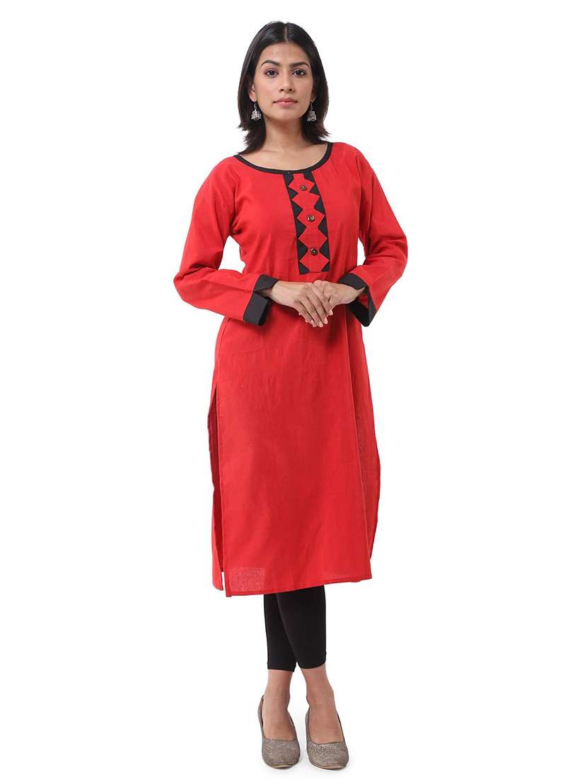 Women Pack Of 2 Solid Three Quarter Sleeves Straight Kurta - 22588580 -  Standard Image - 1