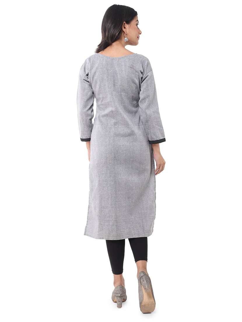 Women Pack Of 2 Solid Three Quarter Sleeves Straight Kurta - 22588580 -  Standard Image - 4