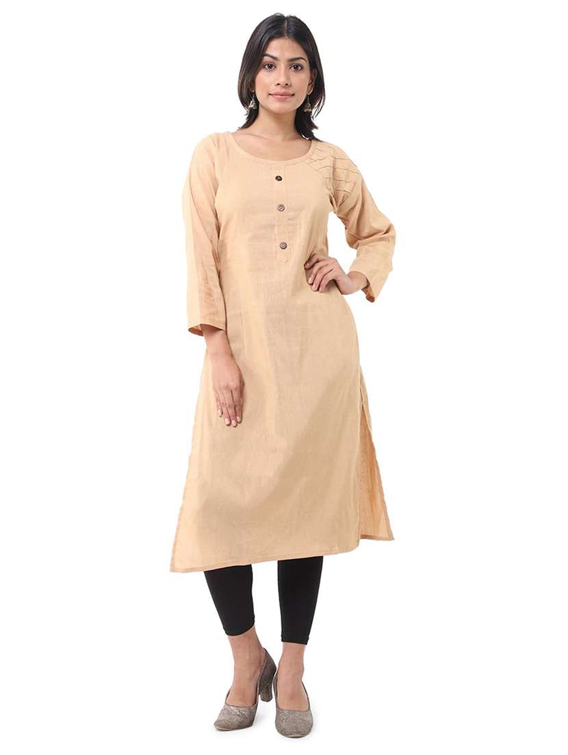 Women Pack Of 2 Solid Three Quarter Sleeves Straight Kurta - 22588595 -  Standard Image - 1