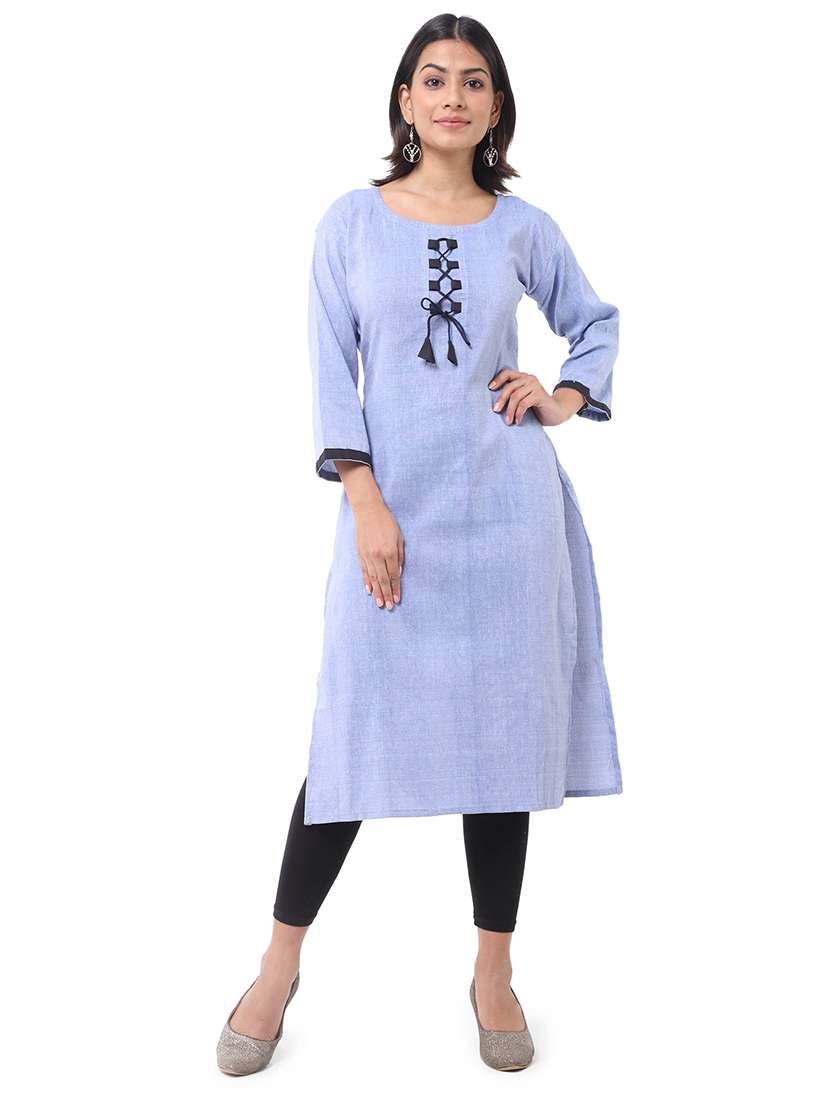 Women Pack Of 2 Solid Three Quarter Sleeves Straight Kurta - 22588595 -  Standard Image - 4